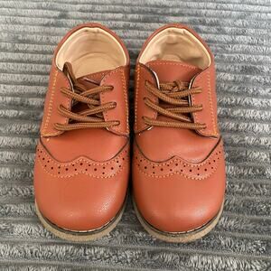 Meckior Toddler Boy Size 10.5 Brown Dress Shoes Oxford Lace Up